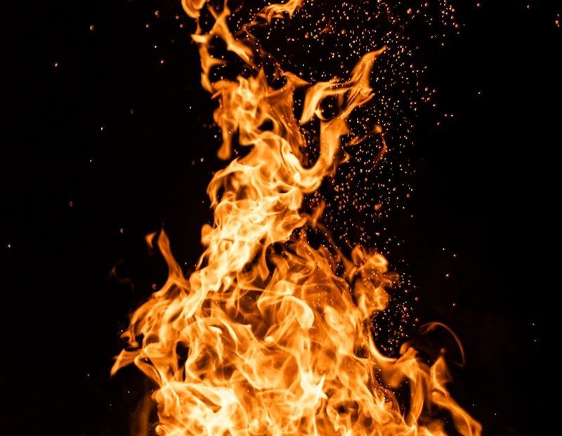 fire in the dark during night time